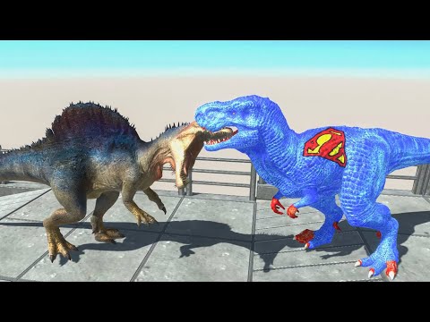 BATSUPERMAN T-REX DEATH FALL V2 - Animal Revolt Battle Simulator