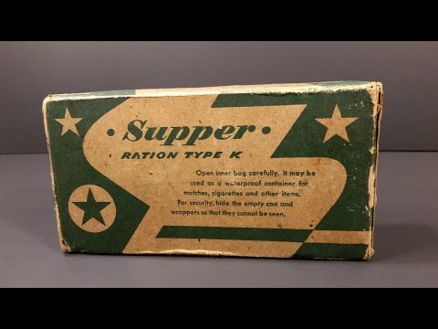 1945 US Military K Ration Supper Food MRE Review Antique Americana Vintage Nestle Candy Unboxing