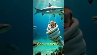 O bebê caiu no meio dos tubarões! #shorts