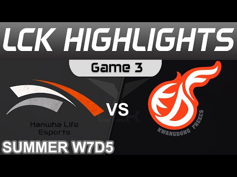 HLE vs KDF Highlights Game 3 LCK Summer Season 2022 W7D5 Hanwha Life Esports vs Kwangdong Freecs by