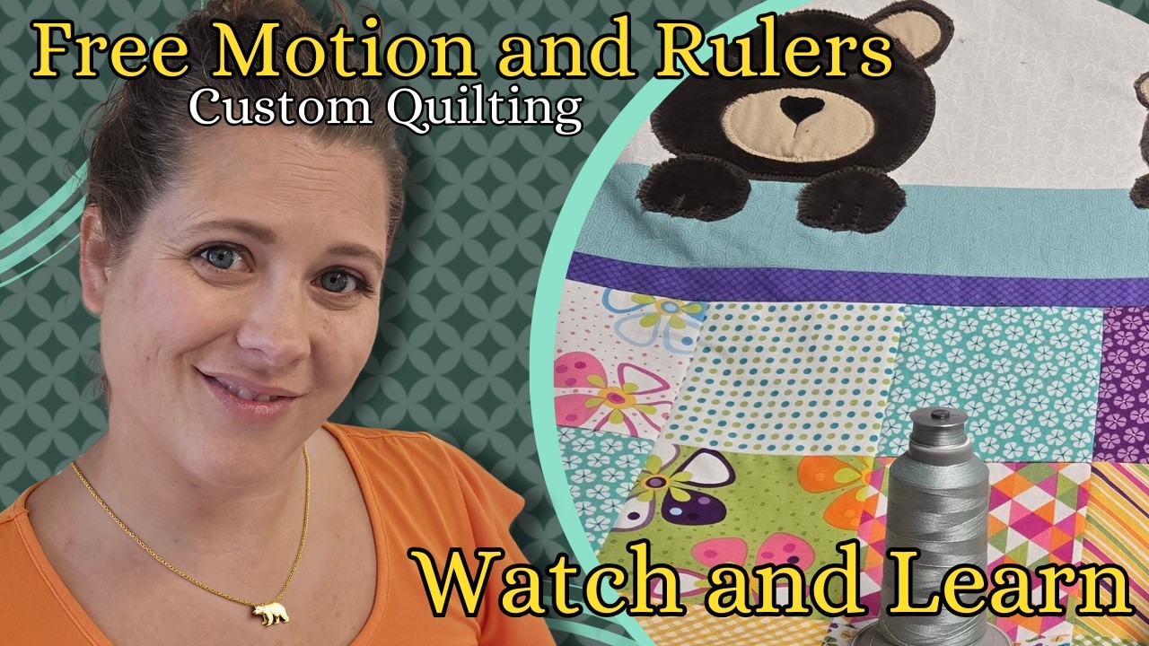 Quilting a Sweet Applique Baby Quilt with Freemotion and Rulers