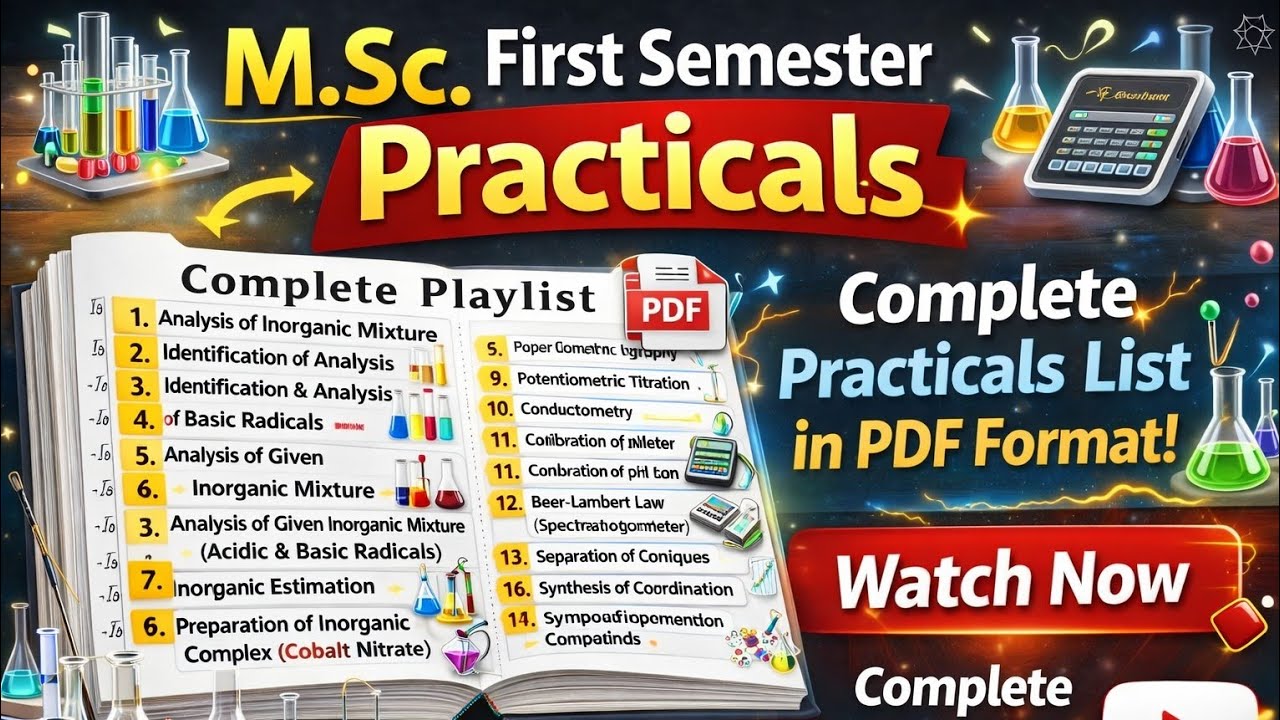 M.Sc 1st Semester Practicals Complete List | M.Sc Chemistry Practical PDF | All Experiments 