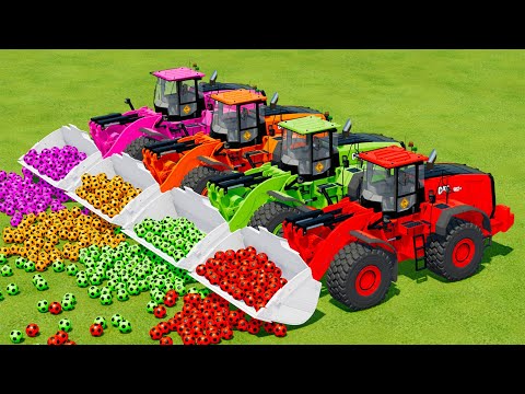 LOAD AND TRANSPORT SOCCER BALLS WITH CAT FRONT LOADER - Farming Simulator 22