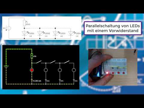 Experiment: Parallelschaltung von LEDs mit einem gemeinsamen Vorwiderstand