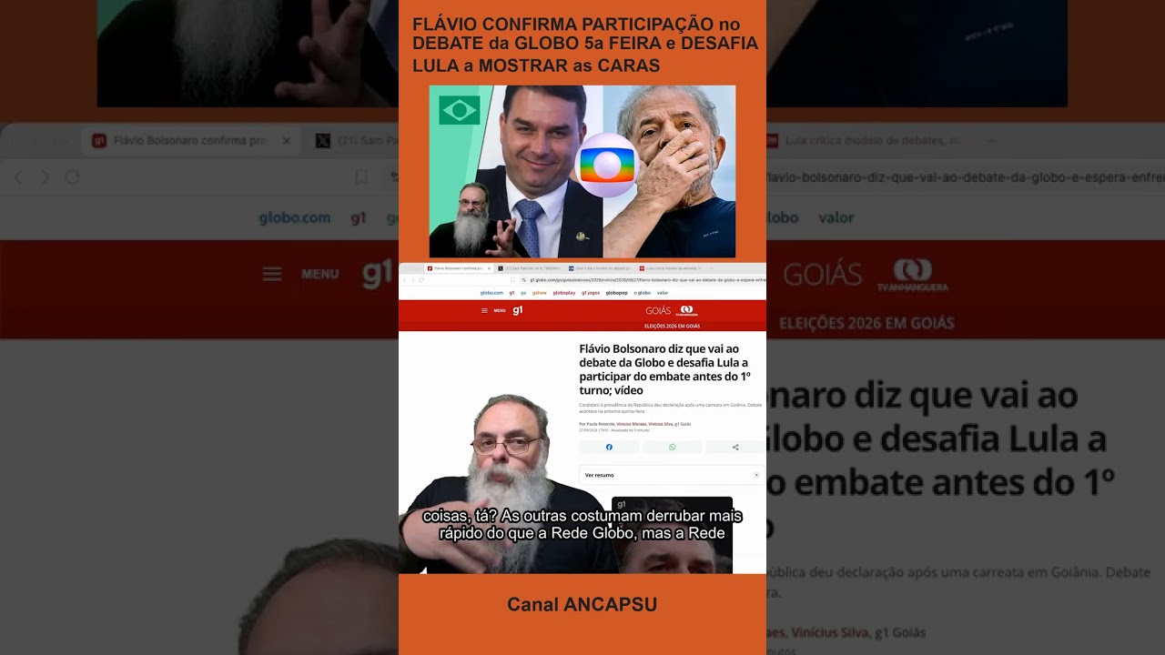 FLÁVIO CONFIRMA PARTICIPAÇÃO no DEBATE da GLOBO 5a FEIRA e DESAFIA LULA a MOSTRA