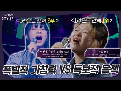 1라운드 1위 제주 소녀 이예지 vs 3위 혼신의 열창 최은빈 이별 노래 대결🎵 #우리들의발라드