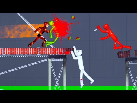 FLASH VS MELONS on a Ruined Bridge over ACID Sea People Playground