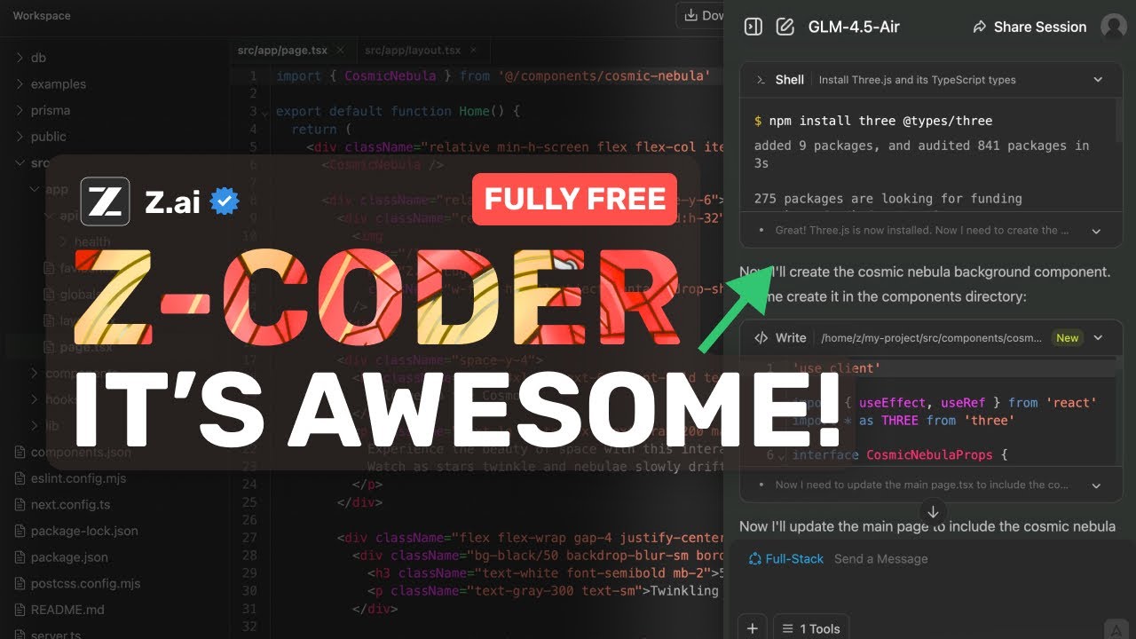 Z-AI's Full Stack Coder: This GLM-4.5 based FULLY FREE Coder is ACTUALLY AMAZING!
