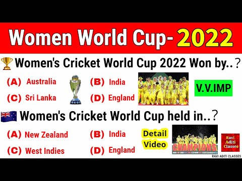 ICC Women's World Cup 2022 in English | World Cup Important Questions | Sports Current Affairs 2022