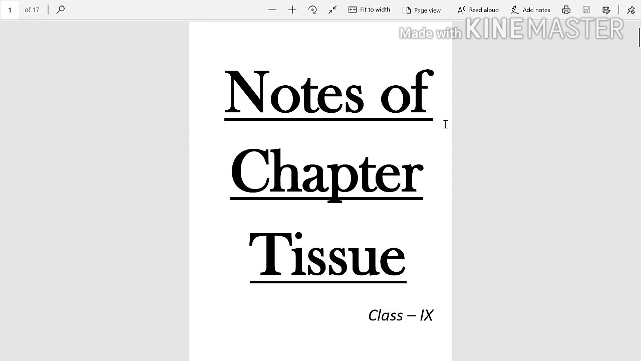 Notes of chapter TISSUE for class 9th