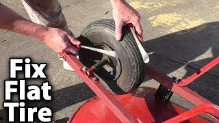Fix Flat Tire on Wheelbarrow HOW TO REPAIR inner tube install