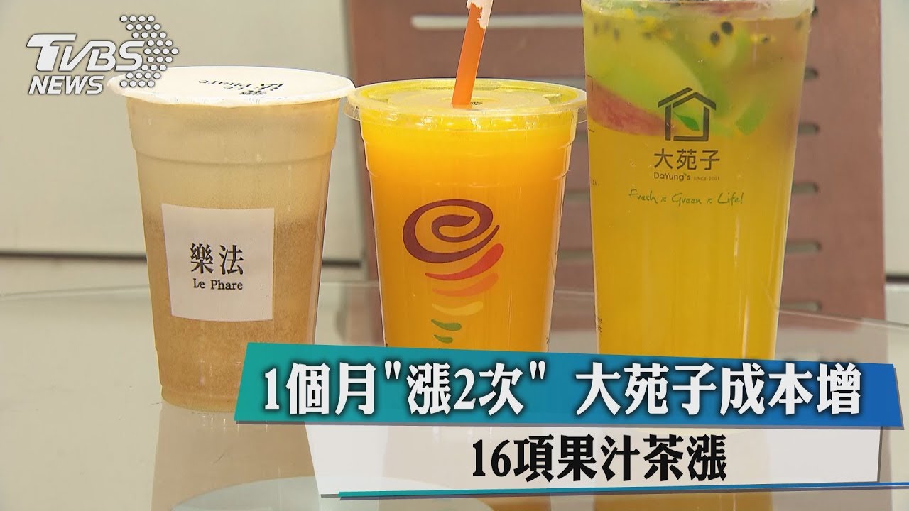 1個月「漲2次」大苑子成本增 16項果汁茶漲