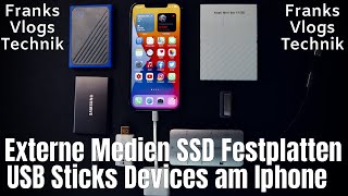 iPhone 12 Externe Medien SSD Festplatten USB Sticks Soundkarte Ethernet per Lightning ausprobiert !