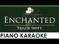 Taylor Swift - Enchanted - LOWER Key (Piano Karaoke Instrumental)