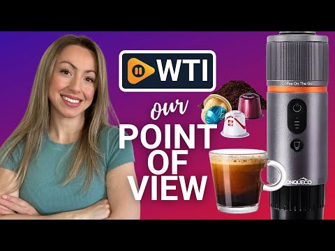CONQUECO Portable Espresso Machine Travel: 12v Car Coffee Maker for Camping - Small Electric - 2.5 Mins Heating - 8 Cups Espresso for One Charge - WTI product video review