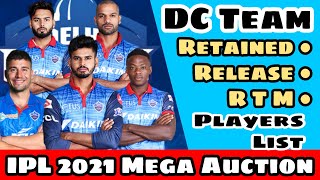 IPL 2021|DC Team Retained,RTM Or Release Players List | Delhi Capitals Team Mega Auction