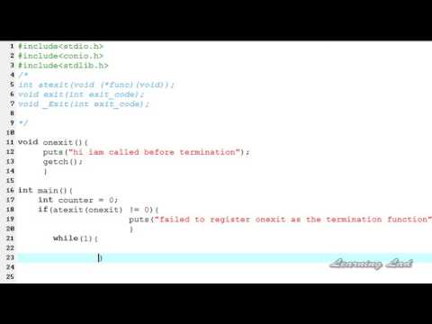 Exit Atexit Exit Functions In C Programming Language Video Tutorial