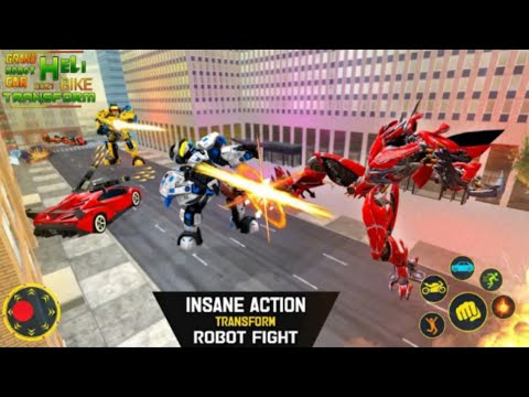Helicopter Robot Car transform : City Battle Robot War #2 - Android Gameplay