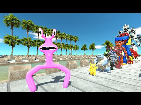 Rainbow Friends Pink vs Mechagodzilla COCONUT DEATH RUN - Animal Revolt Battle Simulator