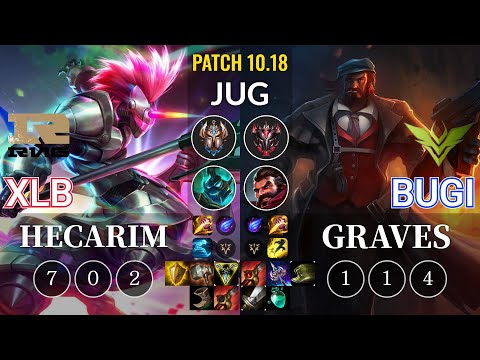 RNG XLB Hecarim vs V3 Bugi Graves Jungle - KR Patch 10.18