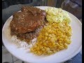 How to make Smothered Pork chops with brown gravy, rice, corn and potato salad