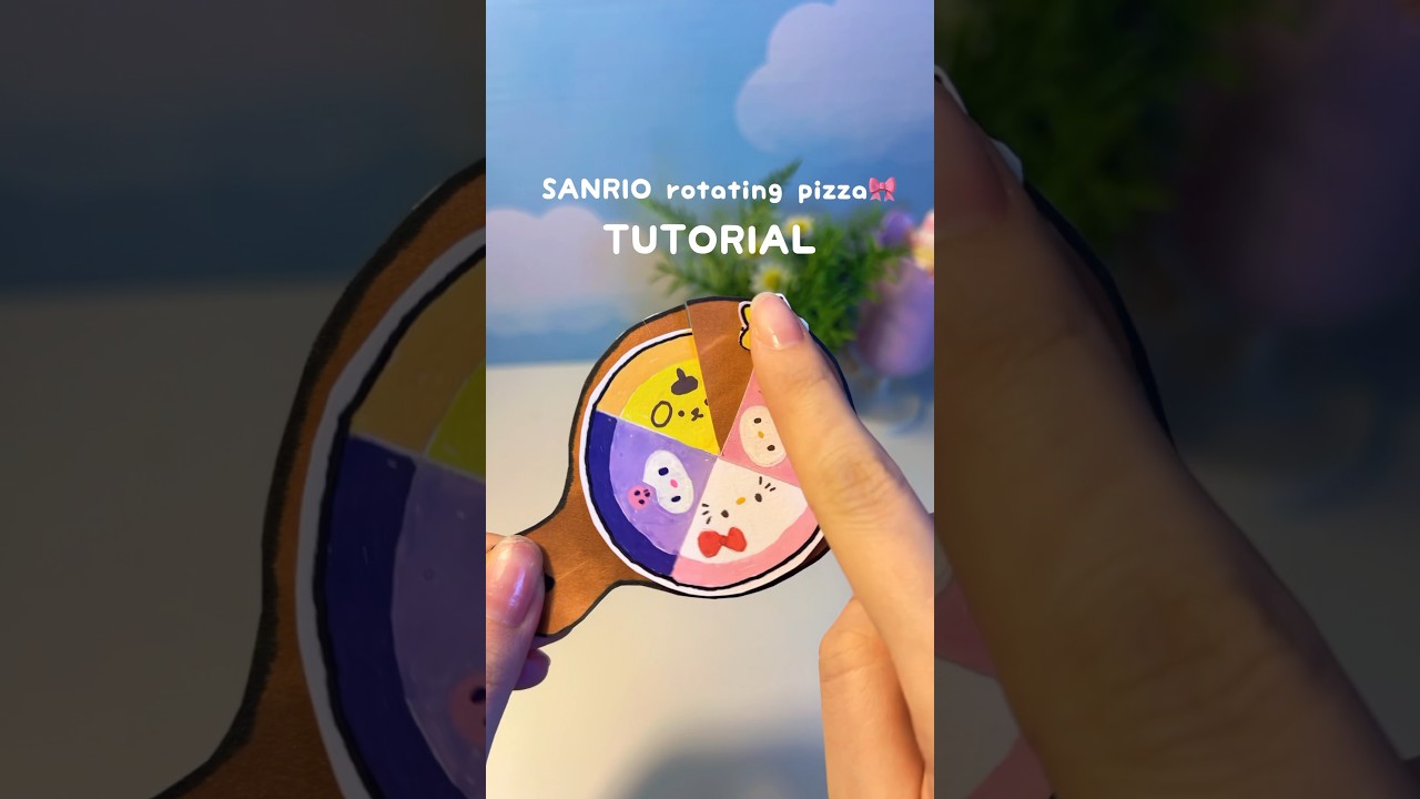 SANRIO DIY rotating pizza 😍🤩#diy #sanrio#craft #hellokitty #kuromi #papercraft #shorts