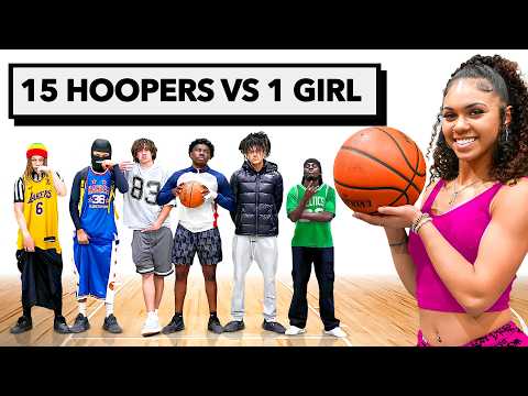 15 HOOPERS VS 1 GIRL: Basketball Edition