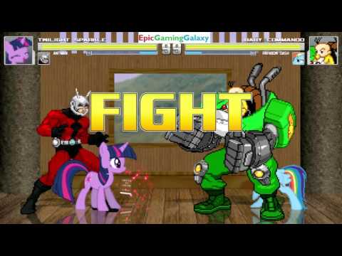 Twilight Sparkle And Ant-Man VS Baby Commando And Rainbow Dash In A MUGEN Match / Battle / Fight