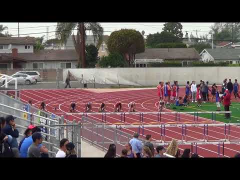 VarG 100m Hurdles vs Fountain Valley 3-21-18 - Los Alamitos Girls