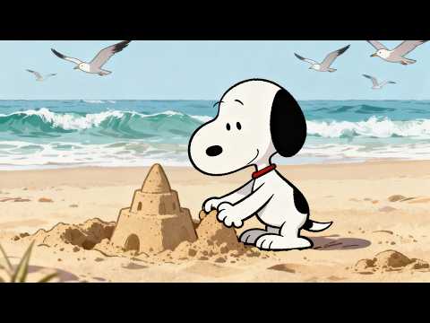 Peaceful Summer Beach with Snoopy ☀️ Soft Piano Jazz for Relaxation & Focus