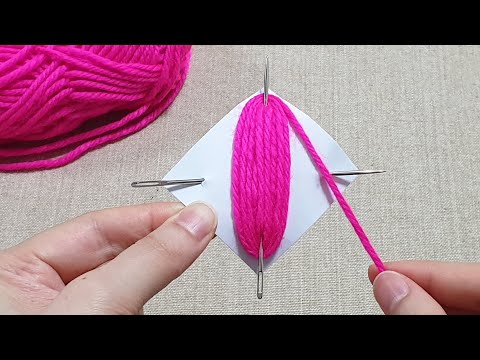 Amazing Flower Craft Idea with Woolen - Hand Embroidery Amazing Trick - Sewing Hack -DIY Wool Design