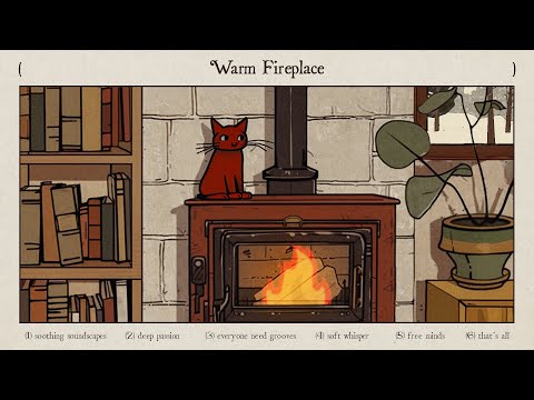 lucky red cat on the warm fireplace 🔥 jazz music with crackling sound