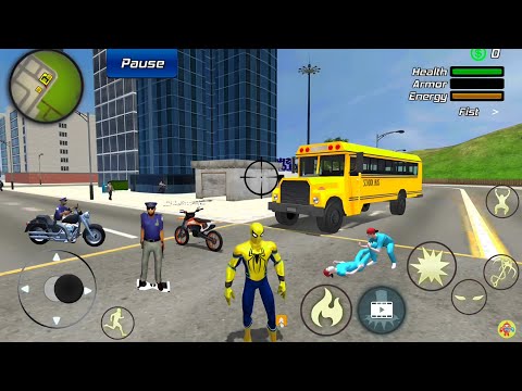 Spider Rope Hero Gangster Crime Simulator - Cops and School Coach at Vegas City - Android Gameplay