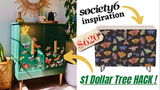 Furniture Transfers using Dollar Tree STICKERS Hack | Butterfly Cabinet Makeover | $200 PROFIT!