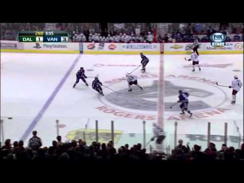 Alexandre Burrows goal. Standing ovation for Henrik Sedin Feb 15 2013 Dallas vs Vancouver Canucks