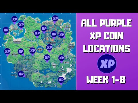 All 16 Purple XP Coins Locations in Fortnite (week 1-8)! - Purple Power Punch Card