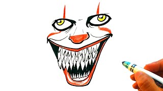 COOL How to Draw PENNYWISE FACE from IT