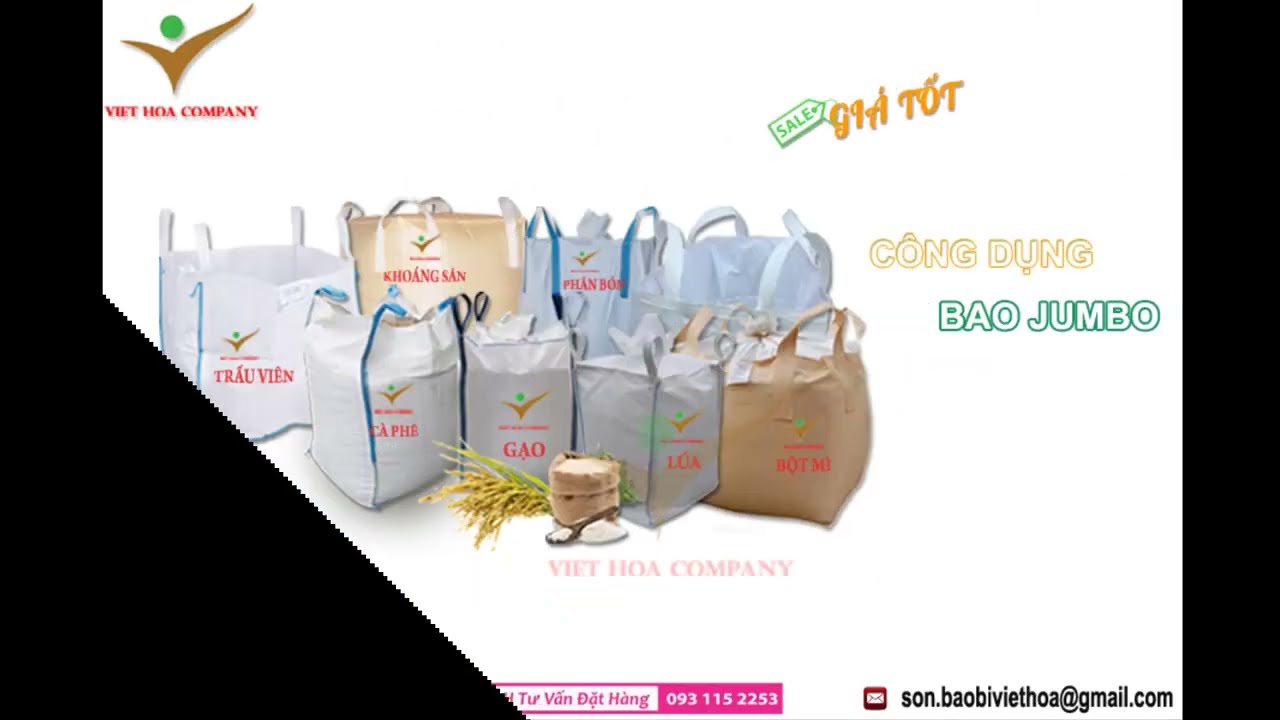 Thông số kỹ thuật bao jumbo 1 tấn | kích thước bao jumbo | các loại big bag 093 115 2253