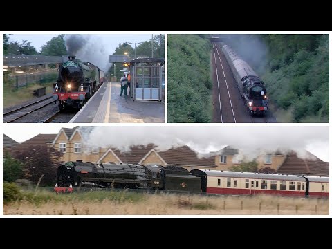 The Sunset Steam Express with 34046 Braunton, 61306 Mayflower and 70000 Britannia - Summer 2023