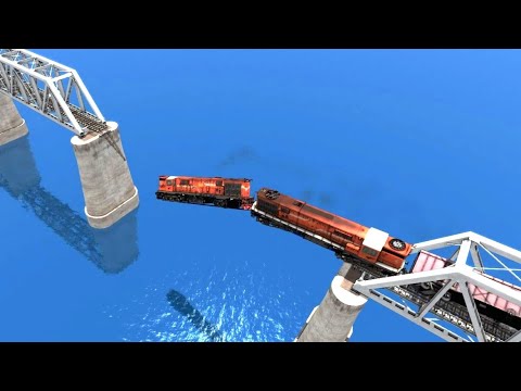 TRAINS Vs BROKEN BRIDGE | Worst Railroad tracks – Train Simulator