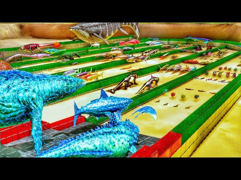HYDRO DINOS VS ARK'S DEADLIEST OCEAN TITANS!🌊💀 (EPIC DEATHRUN SHOWDOWN)