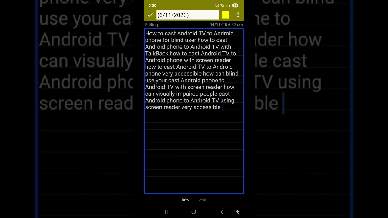 how to cast mobile screen  to Android TV with TalkBack screen reader and media sound very accessible