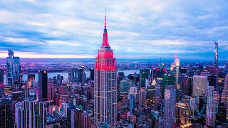 Empire State Building NYC Aerial: Covid 19 Pandemic