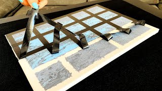 Paint Bricks Like A Wall Design, Brick Painting Techniques, Acrylic Pouring.