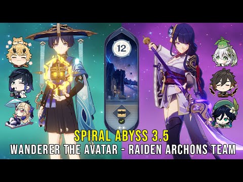 C1 Wanderer The Avatar and C0 Raiden Archons Team - Genshin Impact Abyss 3.5 - Floor 12 9 Stars