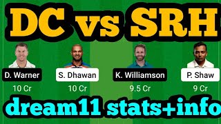 DC vs SRH Dream11|DC vs SRH Dream11 Prediction|DC vs SRH Dream11 Team|