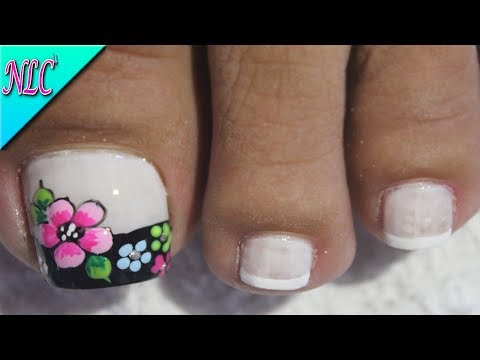 DISEÑO DE UÑAS PARA PIES FLORES FÁCIL DE HACER – FLOWERS NAIL ART – FRENCH NAIL ART – NLC