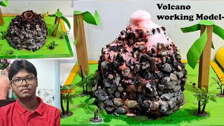 working model of VOLCANO Eruption for School projects | Volcano experiment mountain model