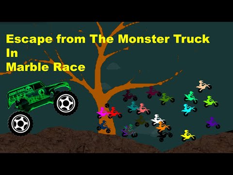 marble race : Escape from The Monster Truck  - Survival Marble Race in Algodoo