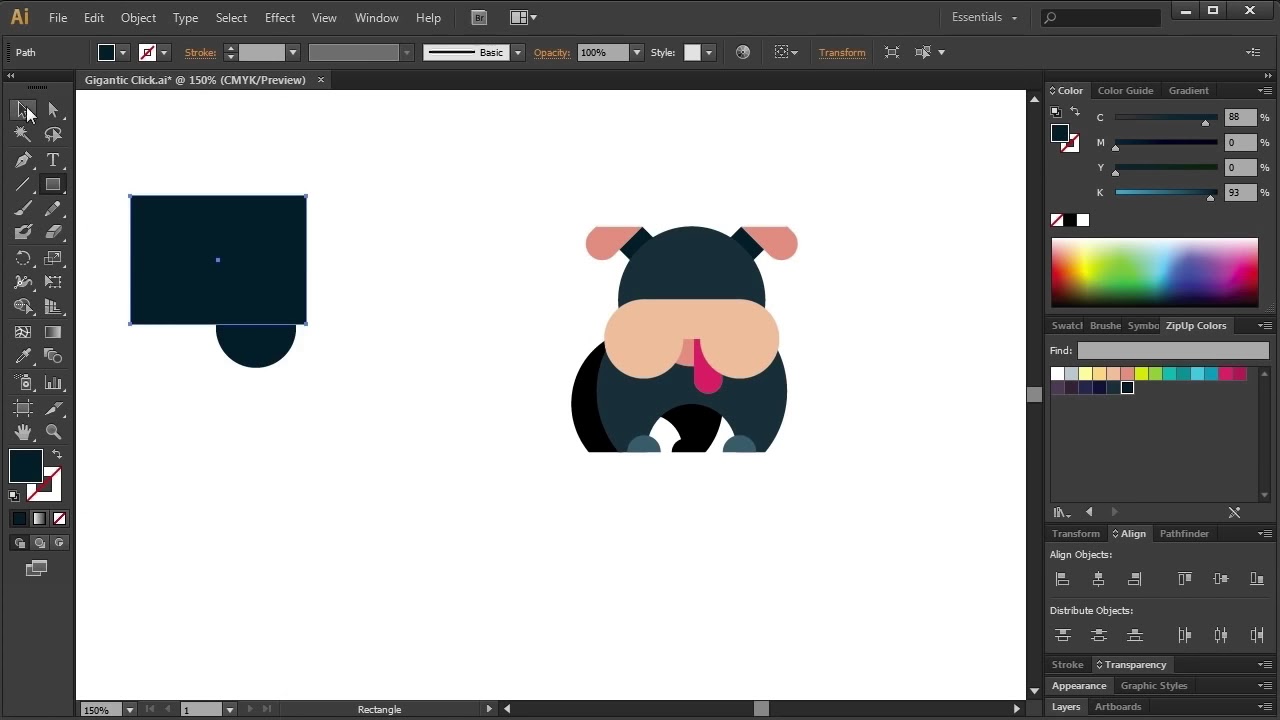 How to draw a dog, Speed Drawing, Adobe Illustrator Tutorial
